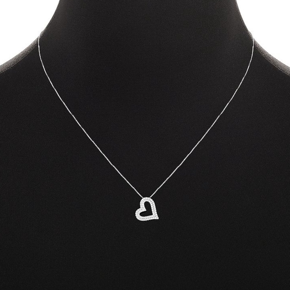 Primrose Sterling Silver Pave CZ Heart Pendant Necklace NEW